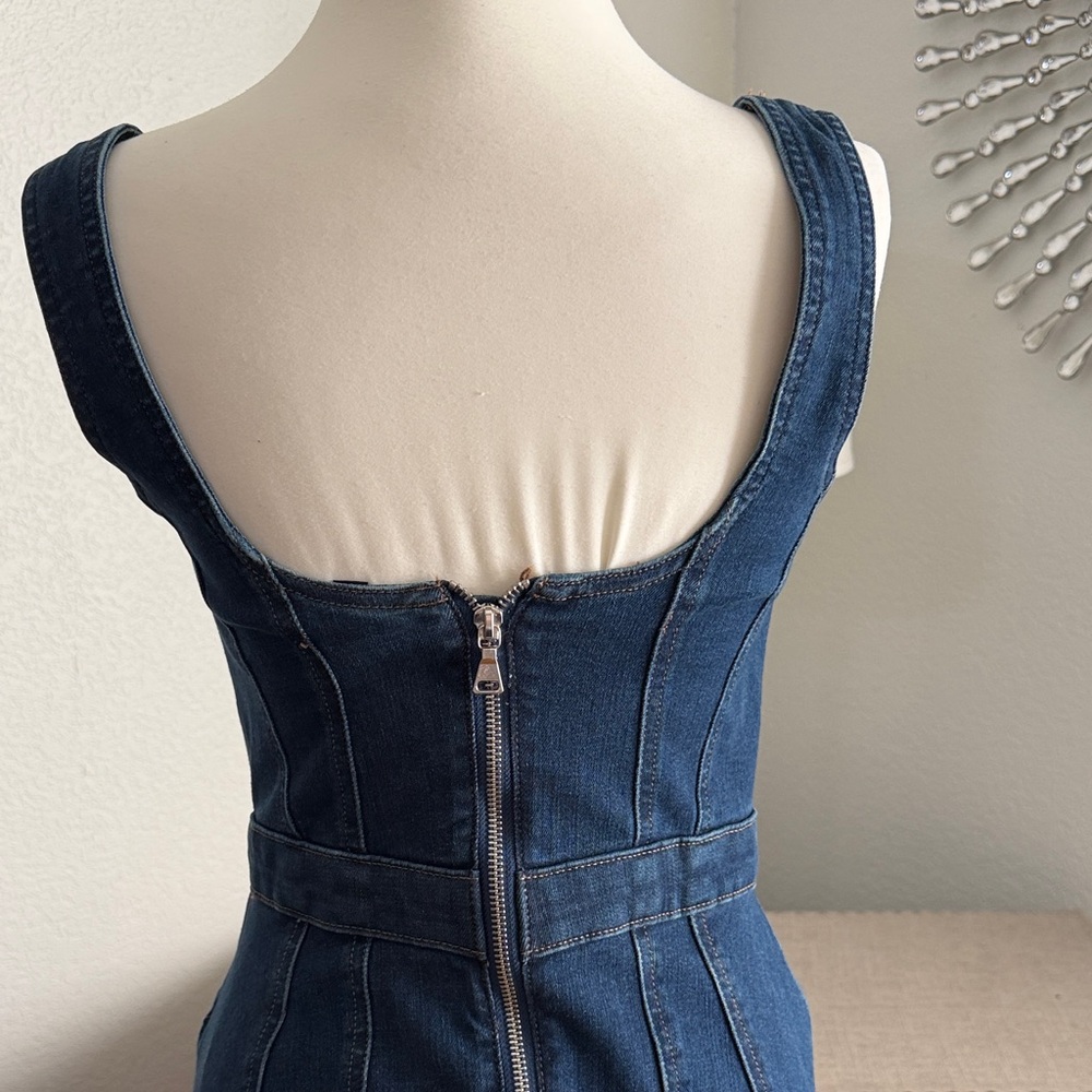 Express Elegant mermaid fit Blue Denim Dress 4 - Picture 4 of 6
